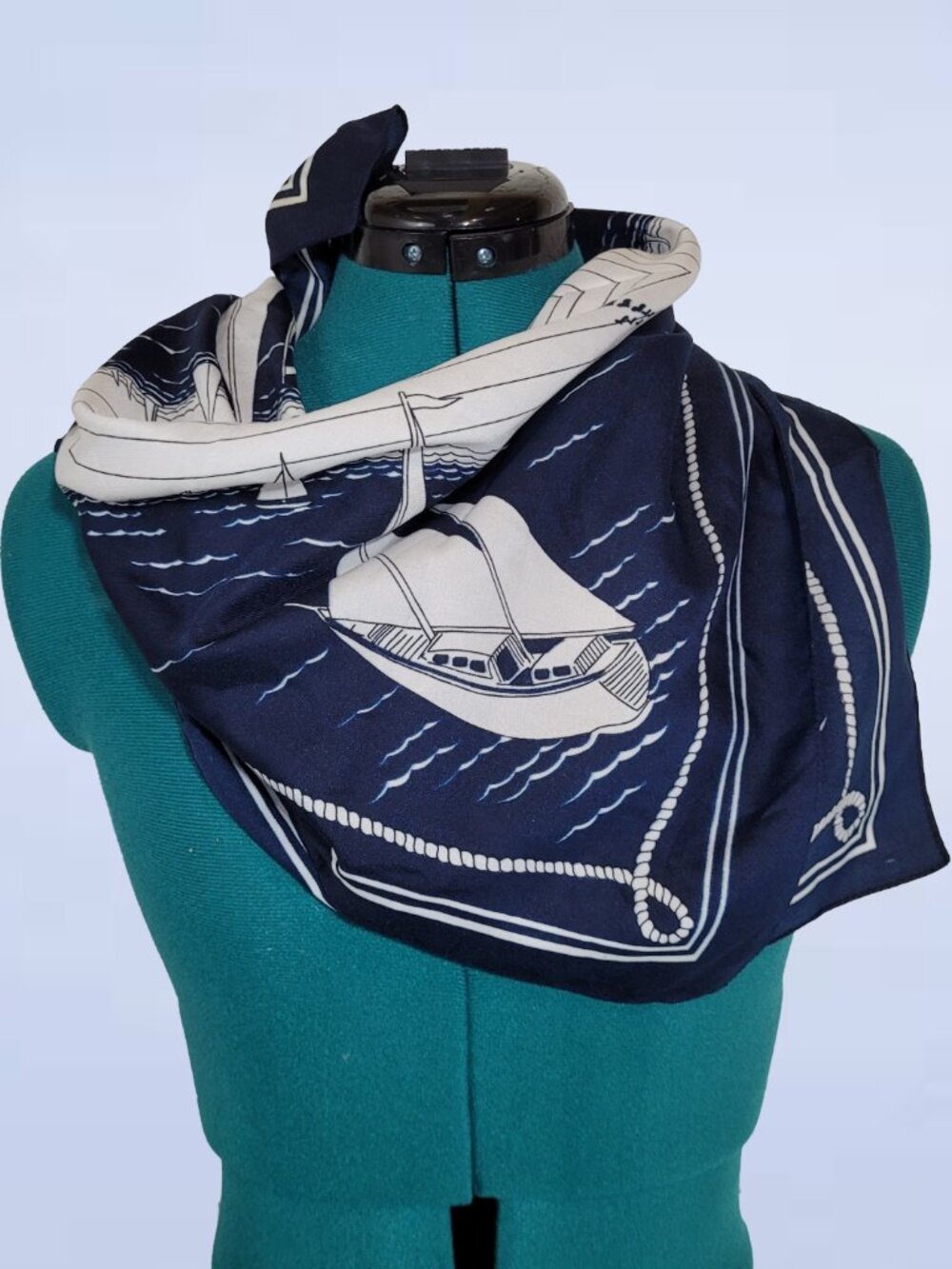 Tuckernuck Navy Poly Scarf Sailing Ships Nautical Bandana